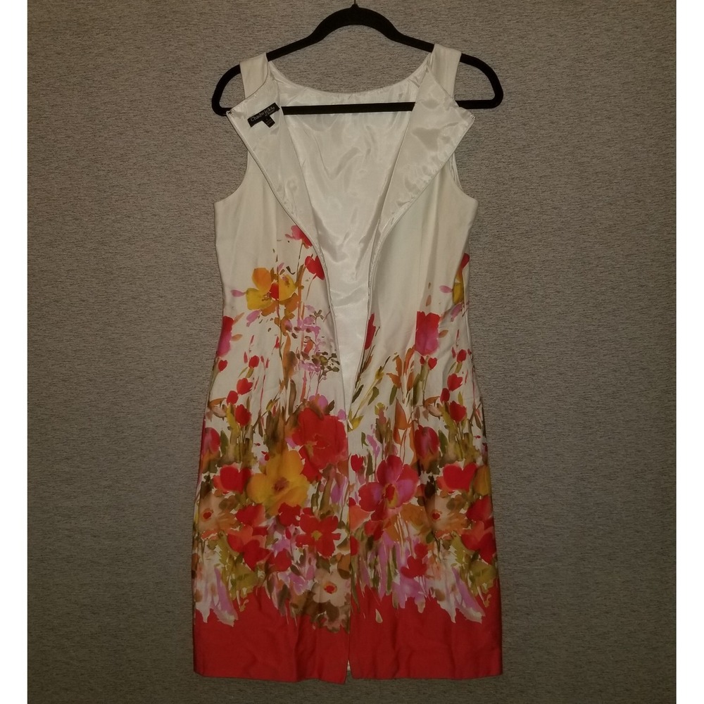 Chadwick's Of Boston Floral Sheath Dress 8 Sleeveless 100% Cotton Spring Garden - Picture 8 of 8